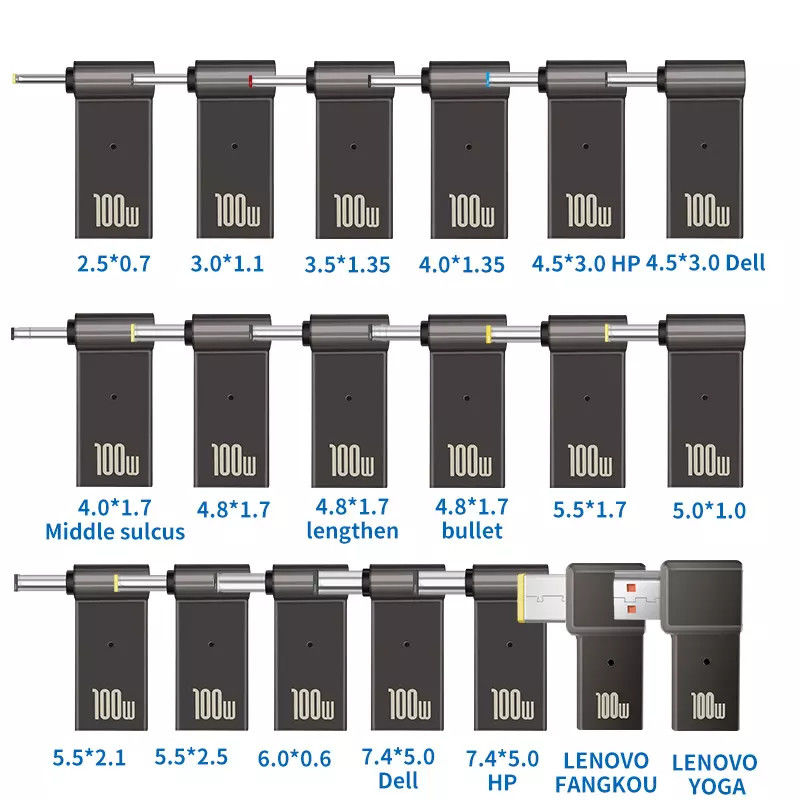 Adapter wtyczki 100 W typu C do okrągłego wideo Szybkie ładowanie męskie 18,5 V - 20 V