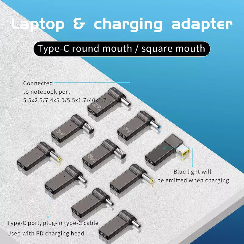 Adapter wtyczki 100 W typu C do okrągłego wideo Szybkie ładowanie męskie 18,5 V - 20 V