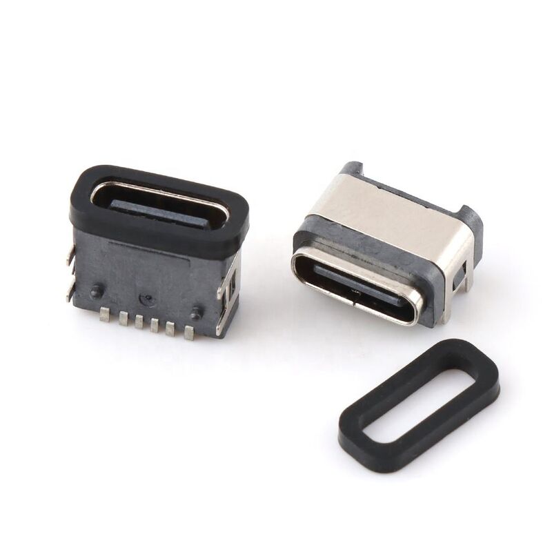 Wodoszczelny łącznik USB 6pin kobiecy pod kątem prawym wodoodporny łącznik typu-c