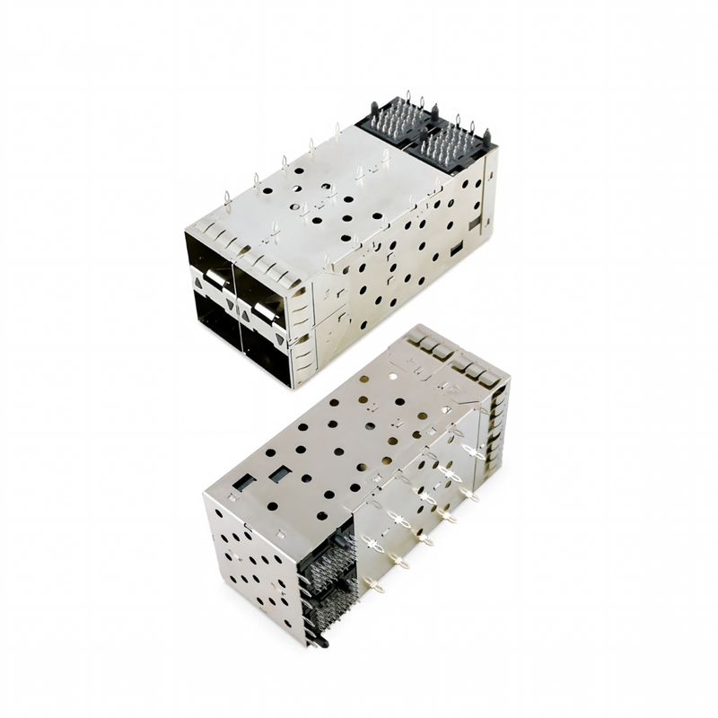 SFP+ 2x2 Przetłuszczalny złącze 80pin Mały kształt Pltuggable Plus Zestawiony 2-by-1 Wieloport SFP+ Złącze W / Lightpipe Porty