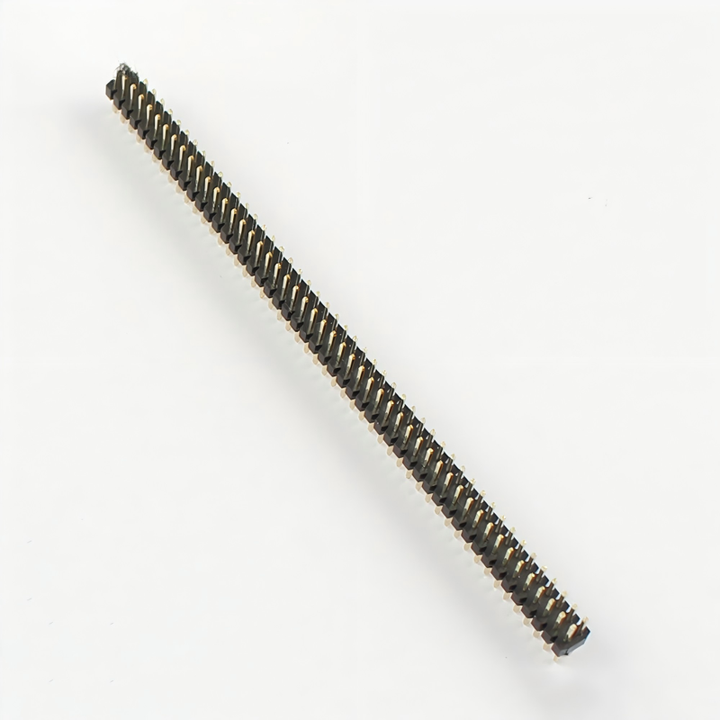 Złącze typu header z rastrem 1,0 mm, 2x50 pinów, typu press-fit, dwurzędowe, z prostymi pinami, z dystansem z tworzywa sztucznego, raster 1 mm