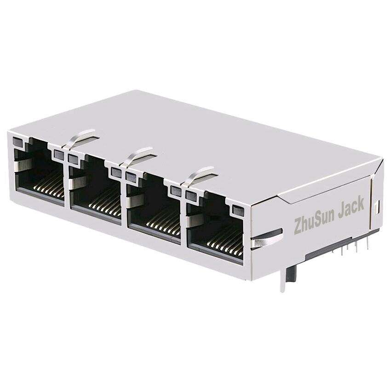 1x6 Port Tab Down 100 Base-T Network Modular Jack LEDs Magnetic Ethernet RJ45 Female Connectors