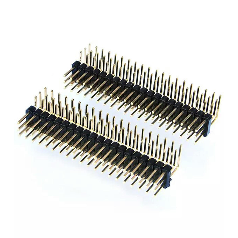 Główka szpilki PCB 1,0 mm Podwójny wiersz zgięty szpilka SMT 180 stopni 90 stopni PBT Materiał Fosfor Kontakty brązowe Długość szpilki dostosowalna