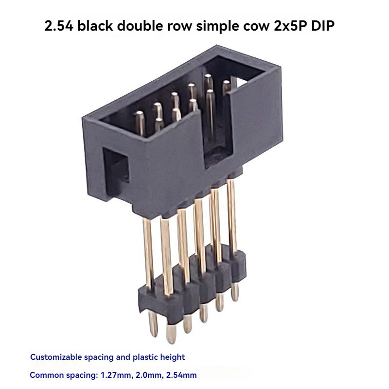 Złącze typu Box Header DIP z rastrem 2,54 mm, 2x5 pinów, dwurzędowe gniazdo pinowe, konfigurowalne złącza i obudowy przewodów