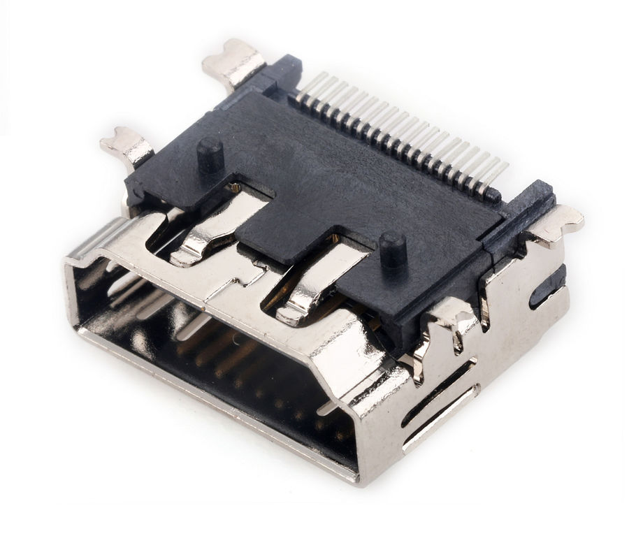Poziome gniazdo HDMI PCB Żeńskie złącze SMT typu A 10000 cykli