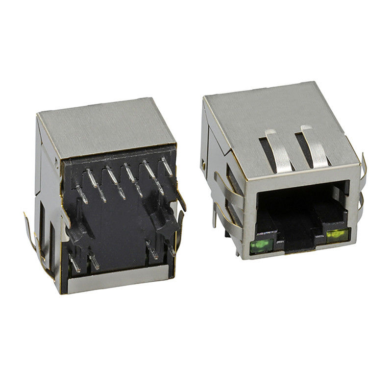Pojedynczy port Tab w dół 8-stykowe żeńskie złącze PCB RJ45 z filtrem Ethernet